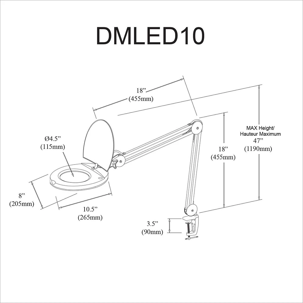 Lampe de table Dainolite DMLED10-A-5D-BK noire