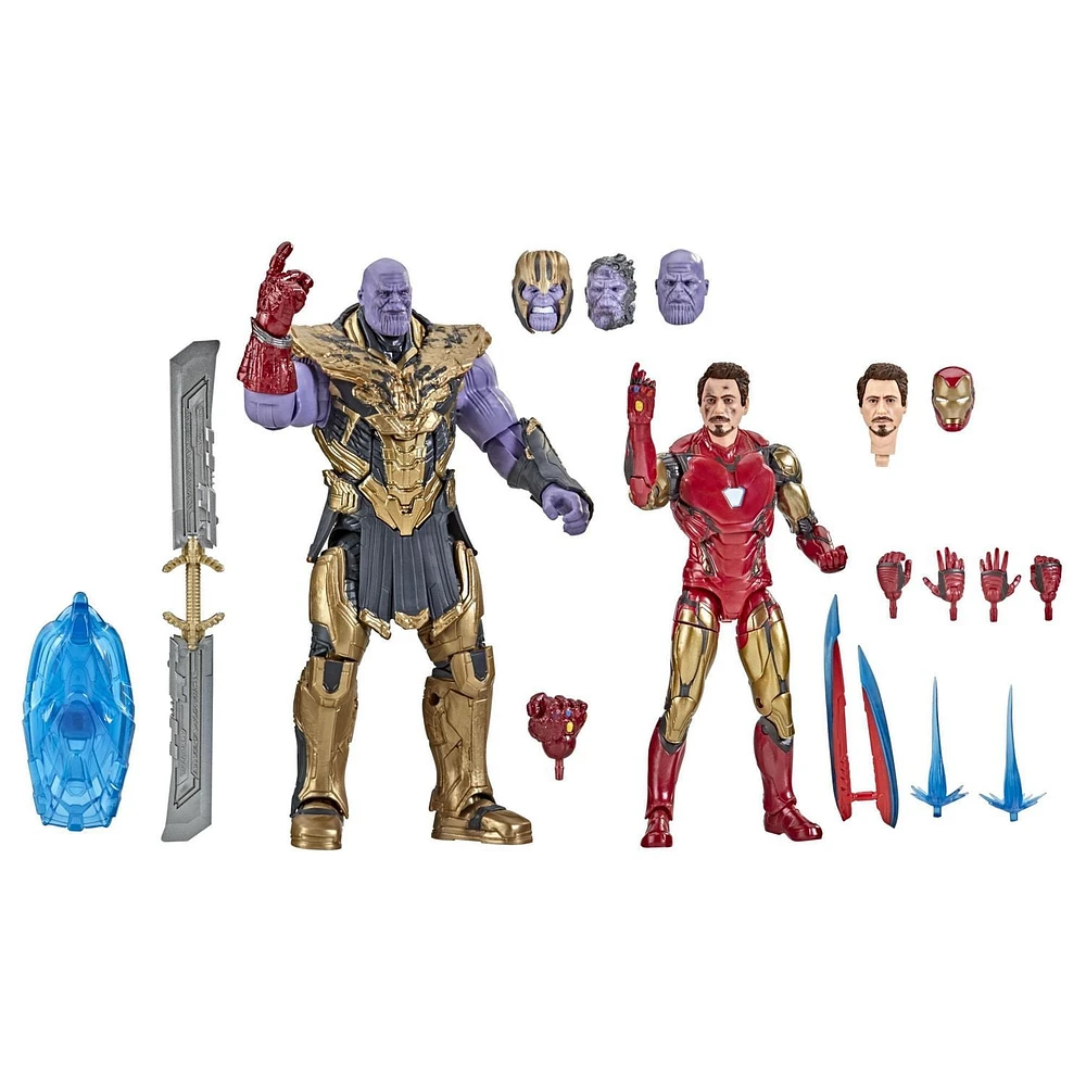 Hasbro Marvel Legends Series 6-inch Scale Action Figure 2-Pack Toy Iron Man Mark 85 vs. Thanos, Infinity Saga character, Premium Design, 2 Figures and 8 Accessories