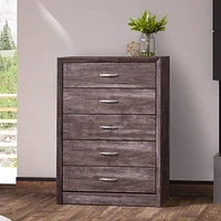 CorLiving Newport Commode haute moderne à 5 tiroirs pour chambre à coucher – Grande commode haute – Meuble de chambre et commode parfaits pour le rangement des vêtements