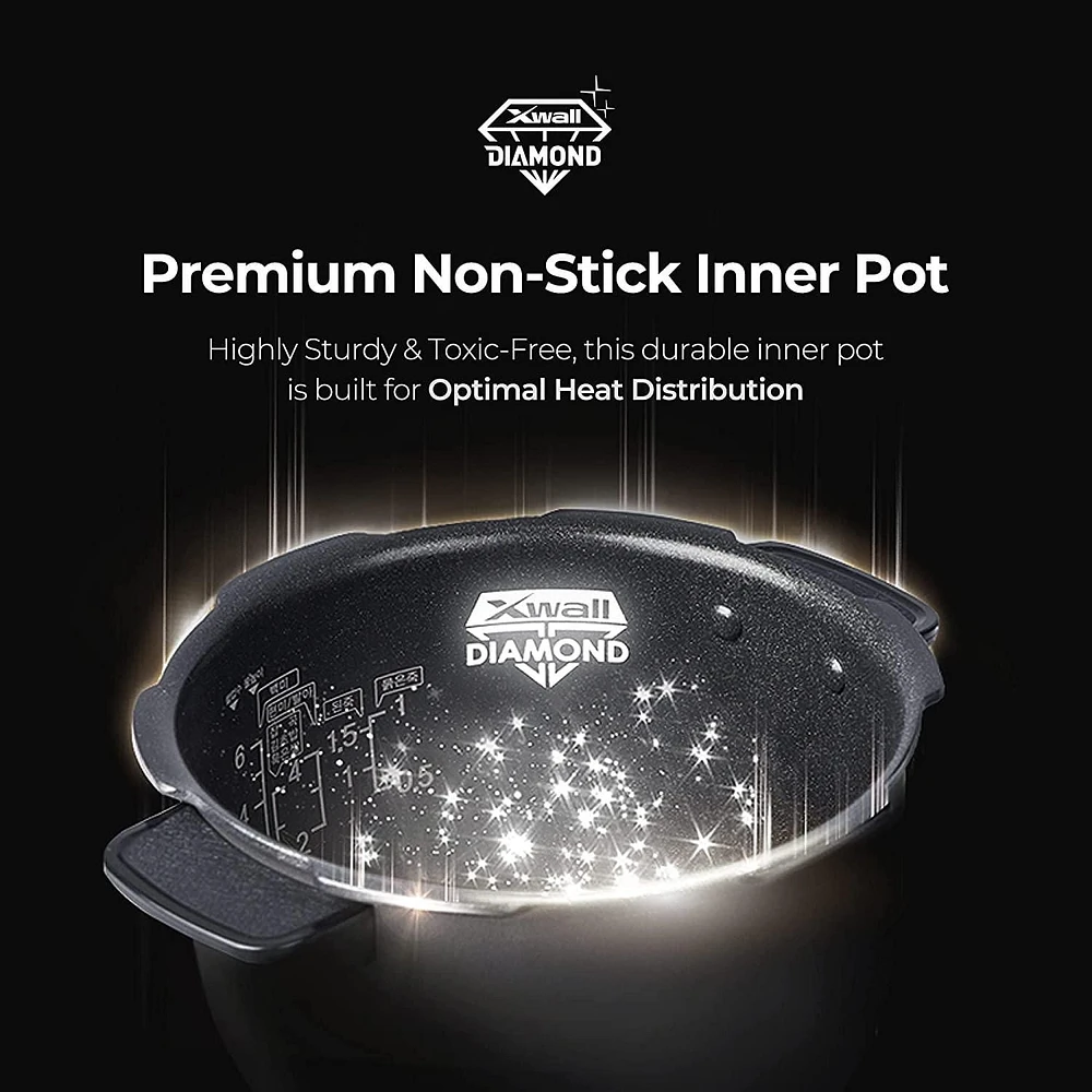 Cuiseur à riz double pression 6 tasses avec plateau à vapeur CUCKOO, 14 modes : Riz blanc, Riz GABA, Vapeur, Porridge, Riz roussi et plus, CRP-RT0609FB, Noir