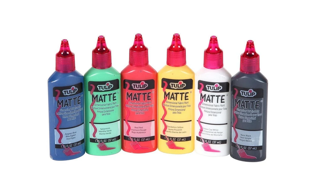 Tulip 1,25 fl oz peinture dimensionnelle pour tissu 6 pack mat Peinture textile dimensionnelle