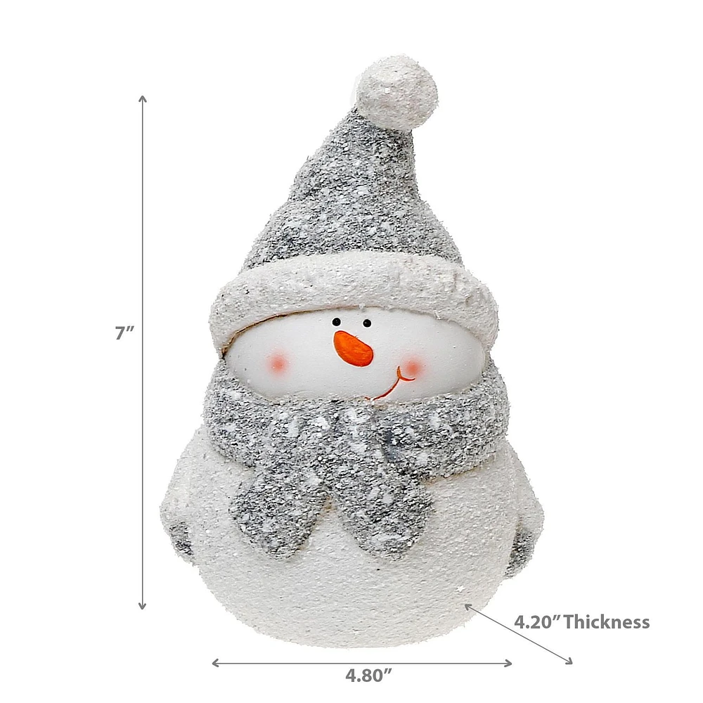 Figurine De Bonhomme De Neige En Céramique De Noël Avec Toque 7 "