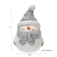 Figurine De Bonhomme De Neige En Céramique De Noël Avec Toque 7 "