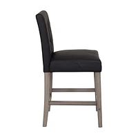 Tabouret de bar rembourré en similicuir CorLiving Leila avec dossier - Tabourets de bar rembourrés, chaises d'îlot de cuisine ou tabourets de bar parfaits, tabourets de comptoir durables pour la maiso