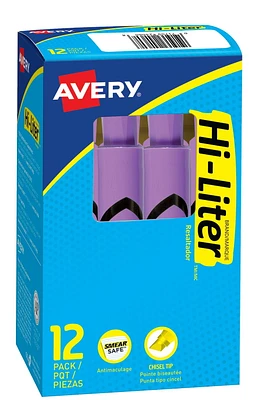 Avery® HI-LITER® Surligneur modèle bureau, Violet Brillant, Pointe Biseautée