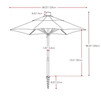 Parasol de plage portable CorLiving de 2,3 m avec ancrage pour sable et terre et sac de transport