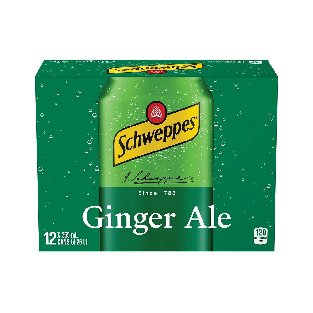 Schweppes Ginger Ale, 12 x 355 mL cans, 12x355mL