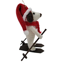 Temps de vacances Laine Polyester Tissu Ski Chien - Blanc