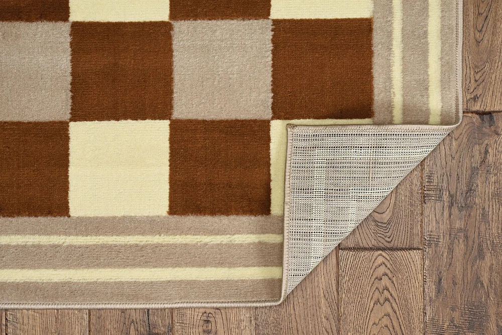 Tapis Capri à Carreaux Buffle beige & blanc de 4 pi 3 po x 7 pi 3 po