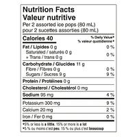 Great Value Organic Fruit Flavoured Ice Pops - Berry Watermelon, Cherry, Pineapple - 12 x 40 ml, 12 x 40 ml