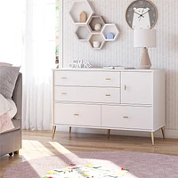 Valentina Asymmetrical 4 Drawer / 1 Door Convertible Dresser, White