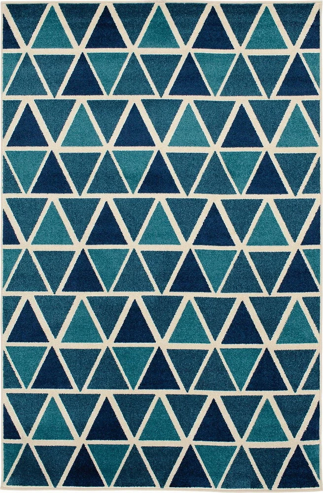 Tapis tissé crème et bleu turquoise Tropiana