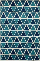 Tapis tissé crème et bleu turquoise Tropiana