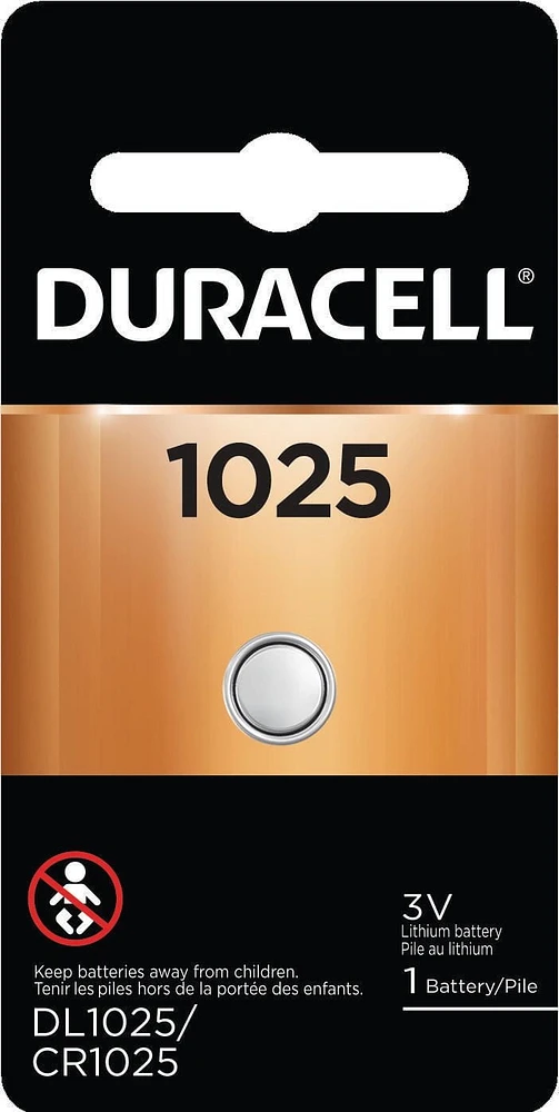 Duracell 3V 1025 Lithium Coin Battery, 1 Pack