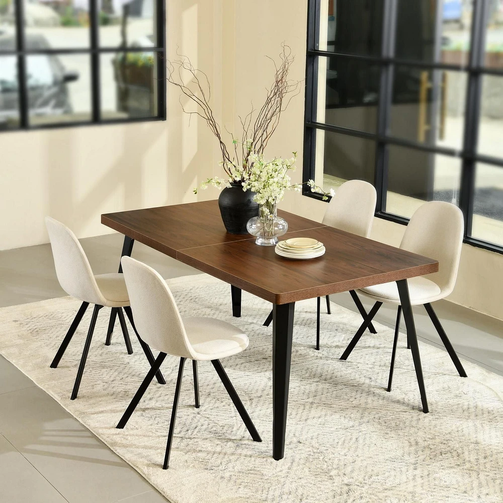 Ensembles de salle à manger Homy Casa - Table de 62.9 pouces et 4 chaises rembourrées pour salle à manger familiale Ensembles de 5 pièces pour 4-6 personnes