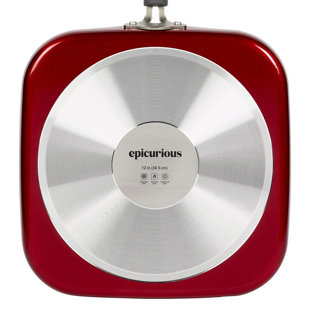 12" Epicurious Aluminium Carré Griddle Rouge