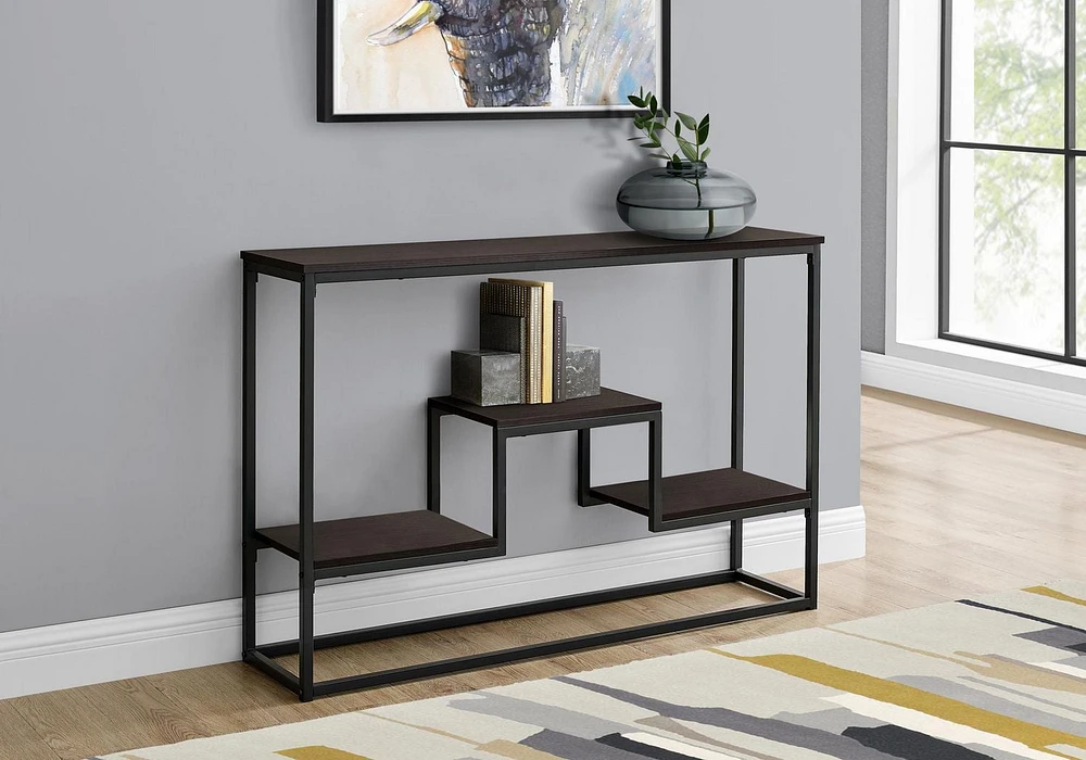 Monarch Specialties Table D'appoint, Console, Entrée, Étroit, Sofa, Salon, Chambre À Coucher, Métal, Stratifié, Brun, Noir, Contemporain, Moderne