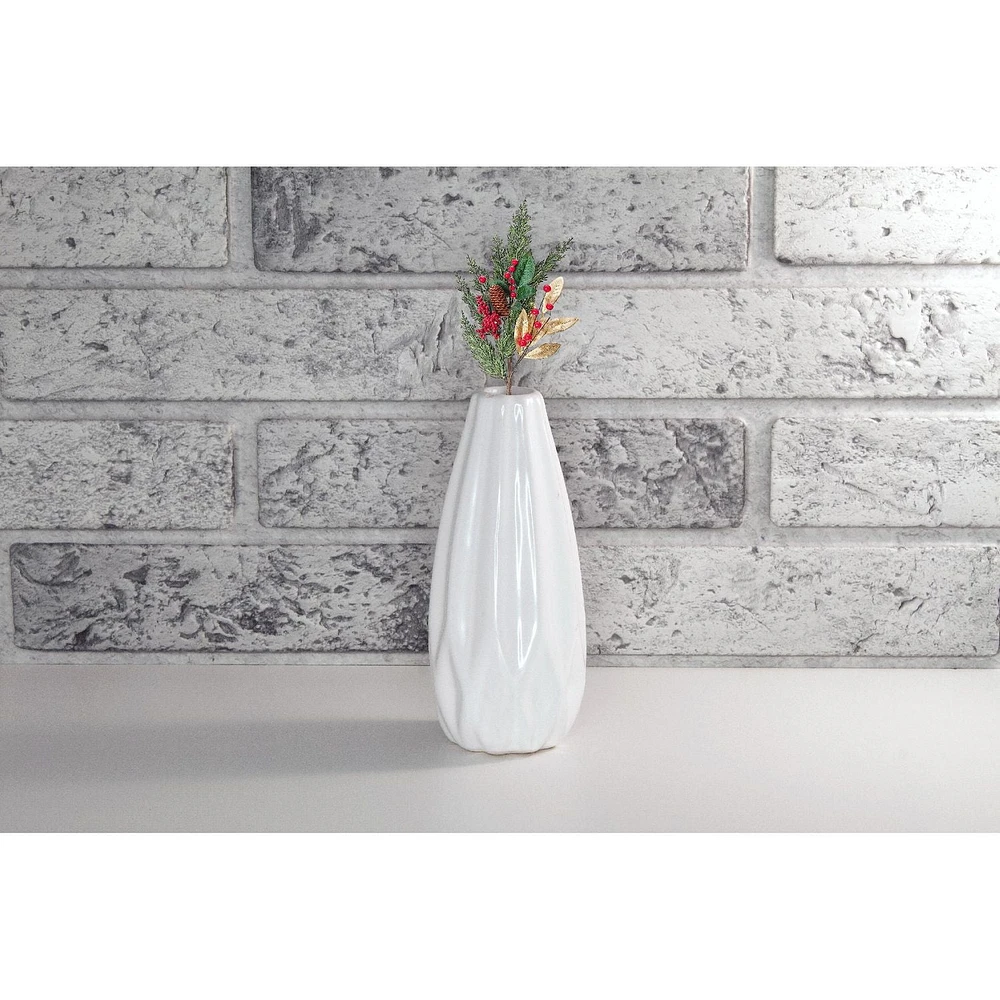 Christmas Golden Leaves With Berries & Pine Spray - Set of 3