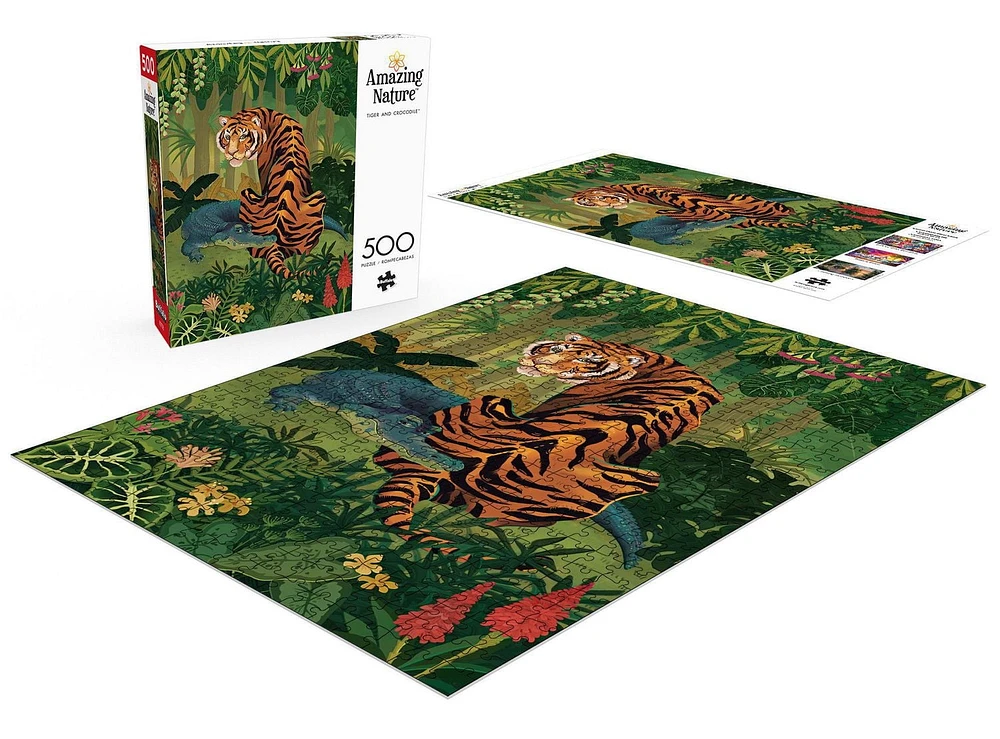 Buffalo Games - Amazing Nature - Tiger and Crocodile - 500 Piece Jigsaw Puzzle