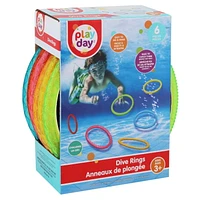 Play Day Dive Rings Six Pack Summer Time Pool Fun Ages 3+