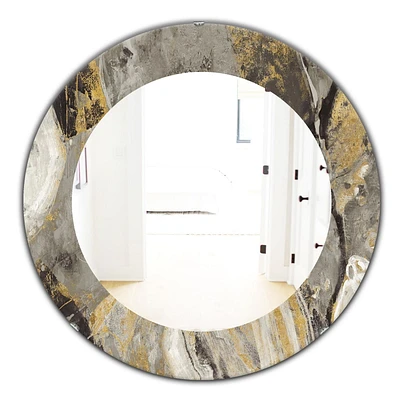 Designart 'Painted Gold Stone' Miroir Traditionnel - Miroir Mural Ovale ou Rond - 24x24