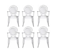 Heavenly Collection Clear Plastic Arm Chair Set of 6