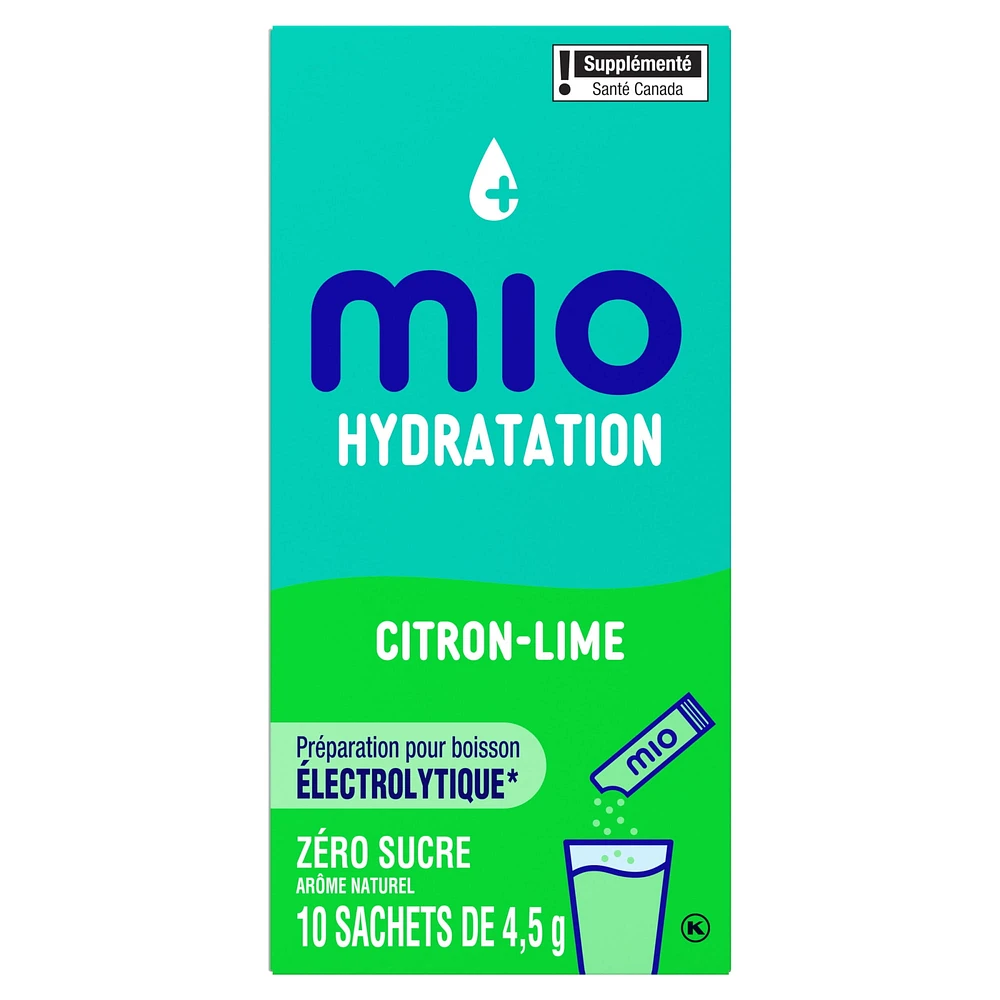 Hydrate Aromatisant D'Eau Liquide Citron Vert Avec Électrolytes 4, 5 G Paquets, 10 Ct Boîte Mio hydrater citron vert 3.8G X 10