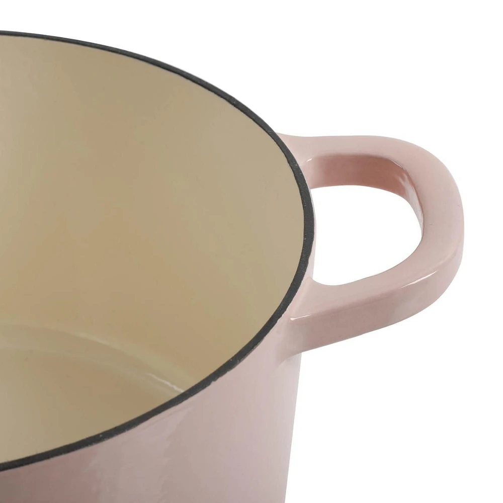 Crock-Pot Artisan Four hollandais en fonte émaillée avec couvercle, rose blush, rond, 5 Qt
