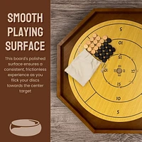 Tradeopia Jeu de Crokinole en Bois Brun 2-en-1, Retournez le Plateau pour Jouer aux Échecs ou aux Dames