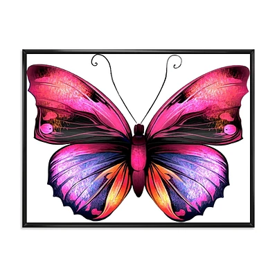Designart Portrait de papillon rose vif ART MURAL À CADRE FLOTTÉ