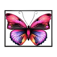 Designart Portrait de papillon rose vif ART MURAL À CADRE FLOTTÉ