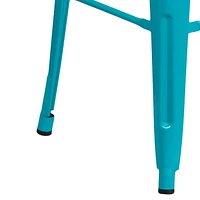 Tabouret de bar de qualité commerciale, de 30 po sans dossier en bleu-sarcelle cristal pour l'intérieur et l'extérieur - 4 pièces