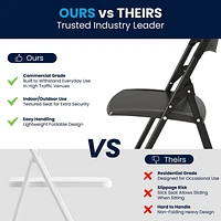 6 Pk. HERCULES Series 500 lb. Capacity Heavy Duty Black Plastic Folding Chair with Built-in Ganging Brackets