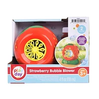 Souffleur de Bulles à la Fraise Play Day avec Solution de Bulles Parfumée de 4 oz Souffleur de bulles à la fraise!