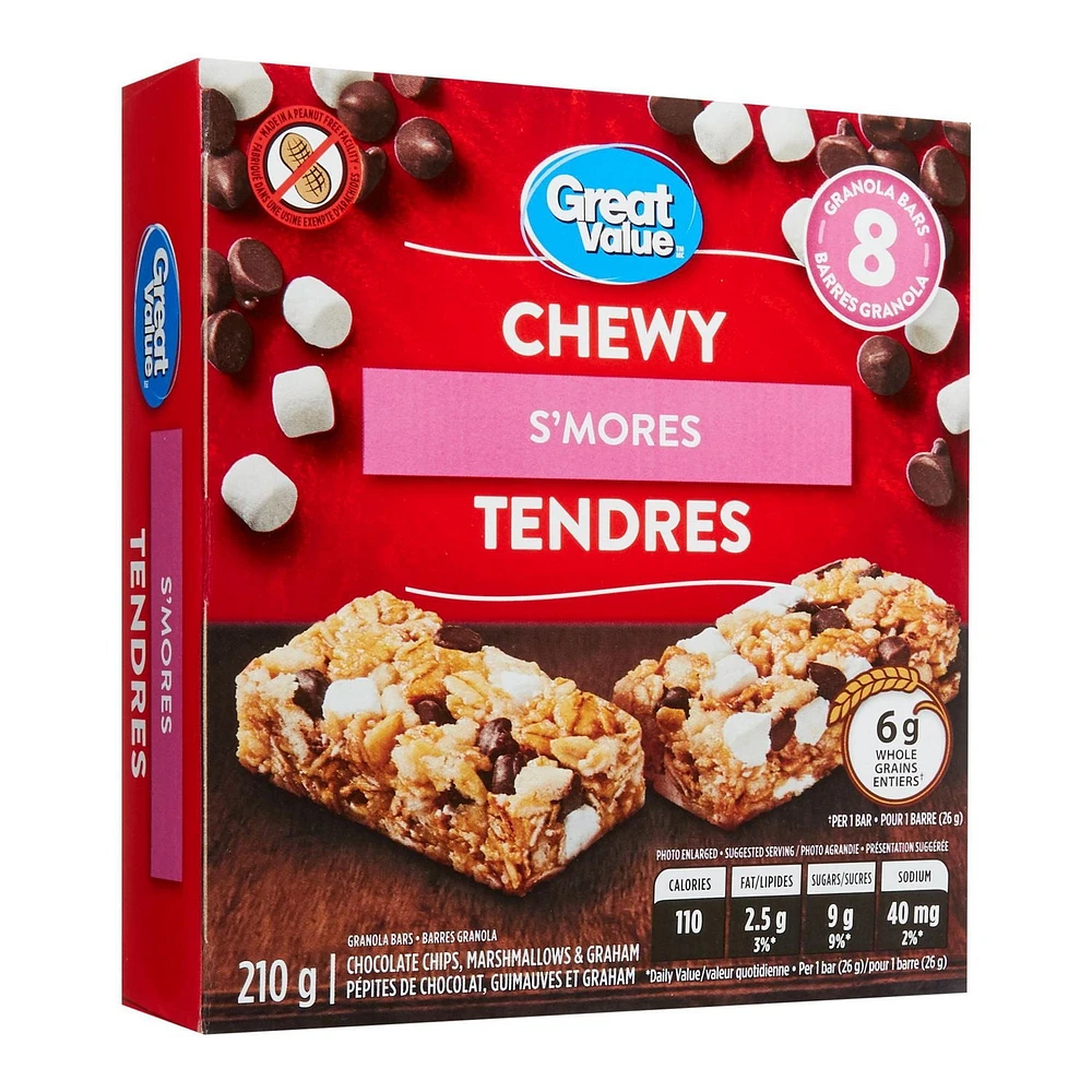 Great Value S’mores Chewy Granola Bars, 8 Bars, 210 g