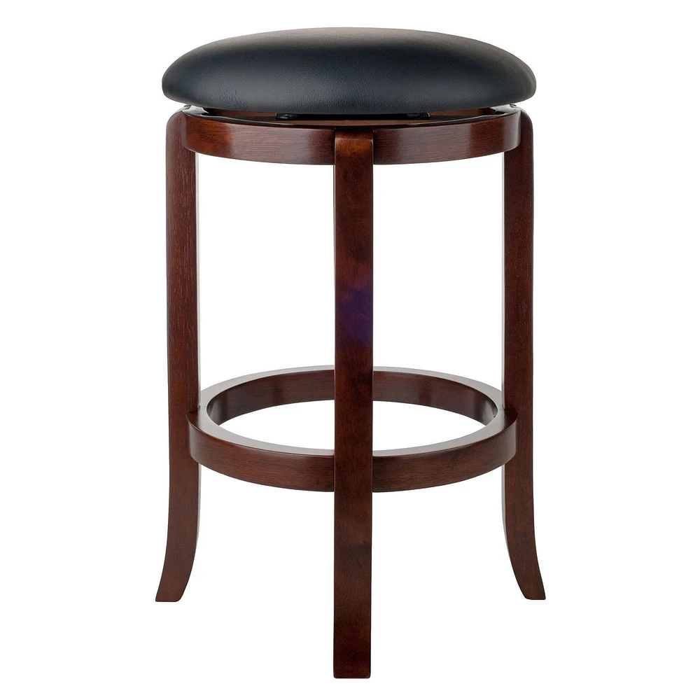 Winsome Tabouret de comptoir à siège pivotant Walcott, noir et noyer