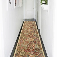 Tapis contemporain à motif de feuilles et à sous-couche en caoutchouc de la collection Ottohome