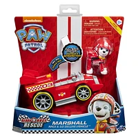 PAW Patrol, Ready, Race, Rescue, Véhicule de luxe Race & Go de Marcus avec effets sonores, pour les enfants à partir de 3 ans