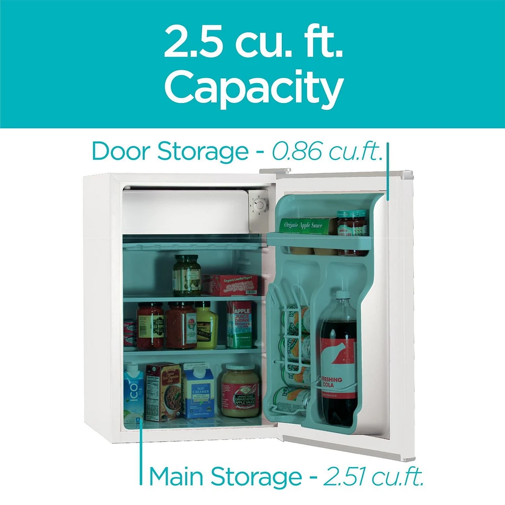Black + Decker bcrk25w compact Refrigerator Energy Star Single Door mini réfrigérateur avec congélateur 2,5 pieds cubes blanc