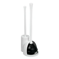 Mainstays Una Slim Bowl Brush & Plunger, White, Slim Bowl Brush and Plunger