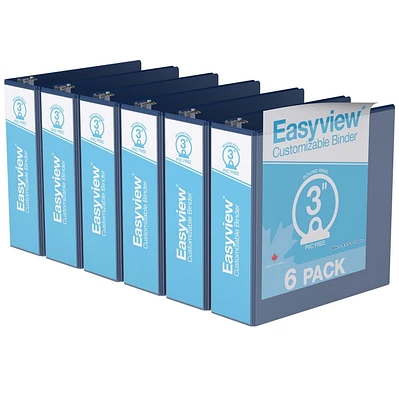 Super offre Easyview, Reliure View à anneaux ronds 3 po, personnalisable, paquet de 6