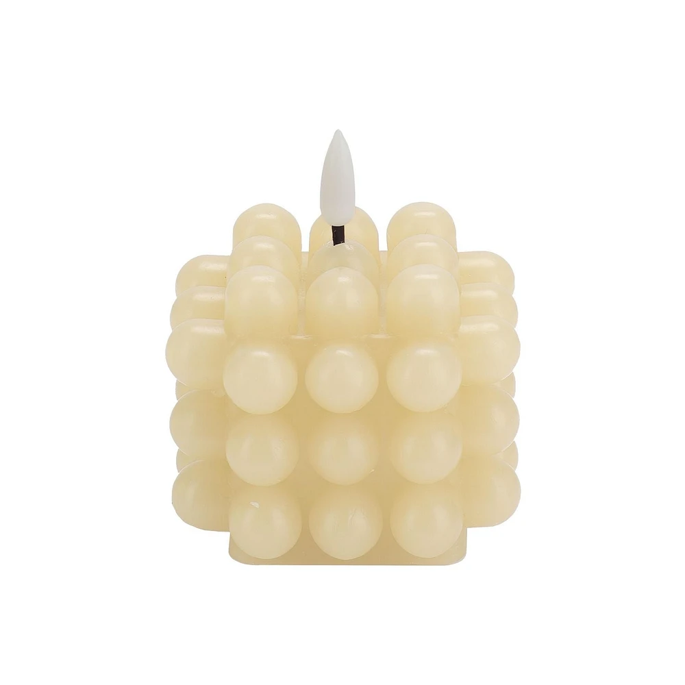WAX LED CANDLE WITH LIFE-LIKE FLICKERING FLAME AND BUBBLE FINISH