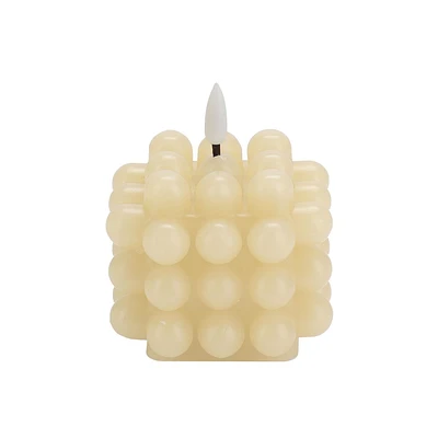 CHANDELLE EN CIRE AVEC FLAMME VACILLANTE RÉALISTE, FINITION À BULLES