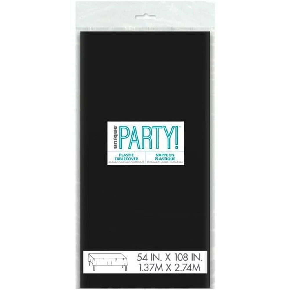 Nappes de table rectangulaires en plastique noir solide, 3 carats Mesure 54x108"