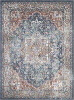 Tapis tissé rouge et bleu Cranfield rouillé