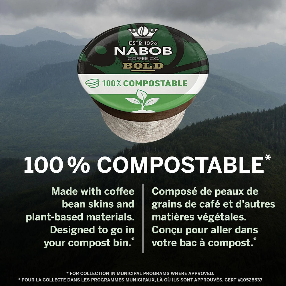 Nabob Full City Dark Coffee 100% Compostable Pods, 292g, 30 Pods