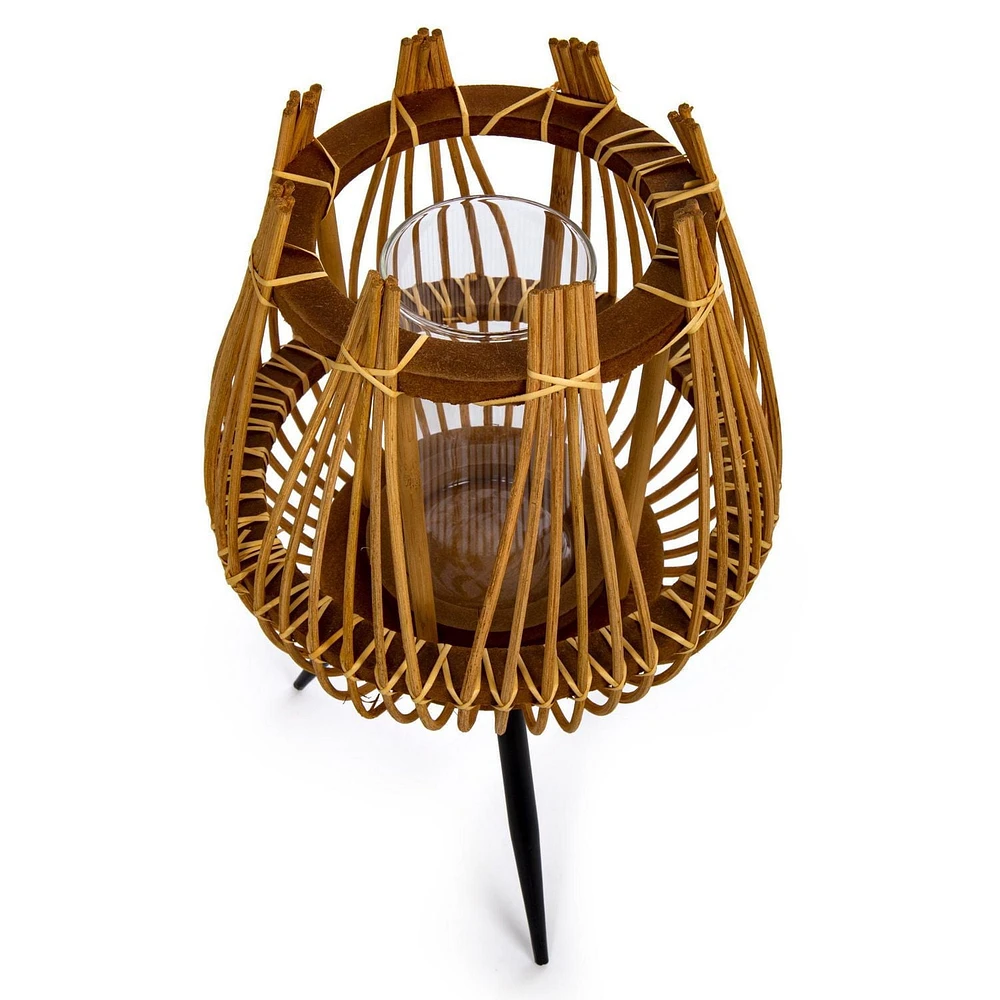 Truu Design Decorative Bamboo Floor Candle Holder with Legs