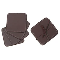 4Pc Carrés Authentiques En Cuir En Cuir Cerise