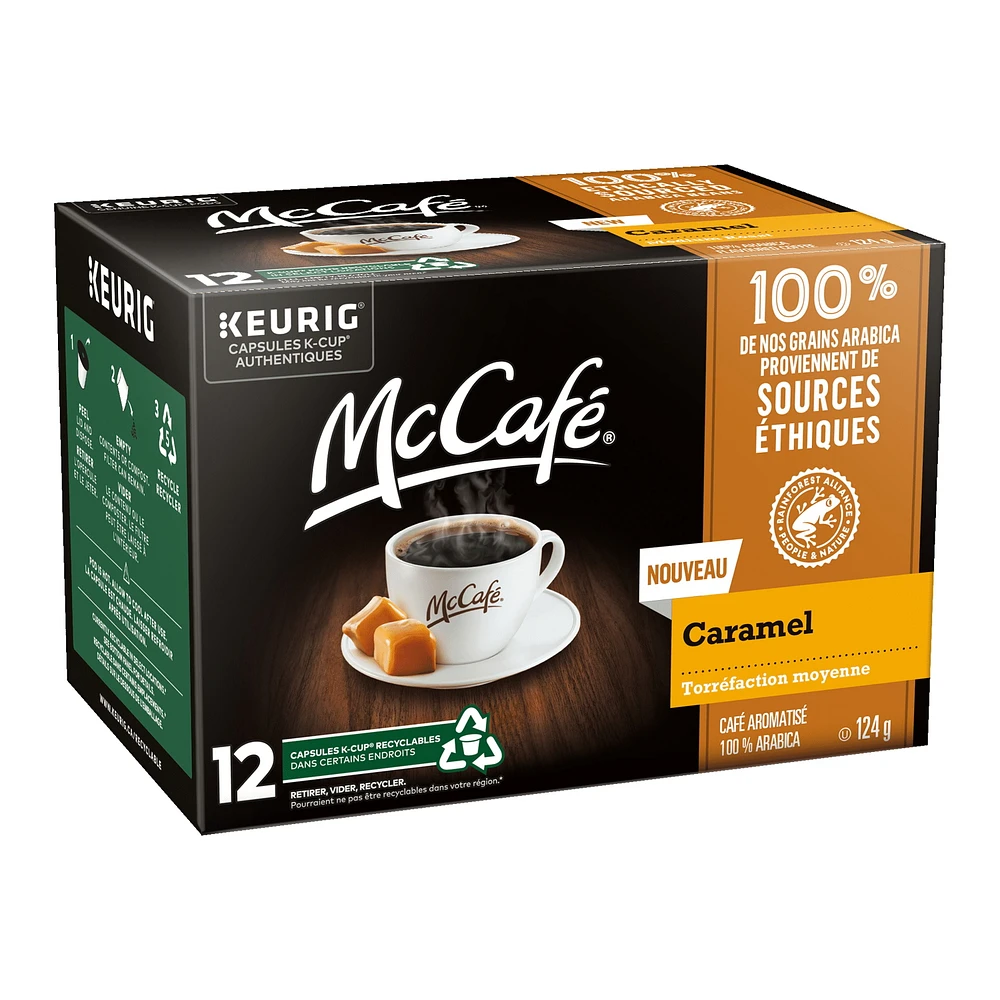 McCafé Premium Caramel Flavoured, Medium Roast, K-Cup Coffee Pods, 12 Count