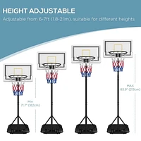 Soozier Cerceau de basket-ball d'extérieur avec roues, hauteur réglable de 6 à 7 pieds